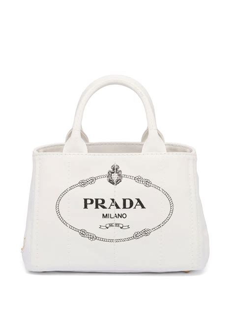 prada small cotton canvas tote